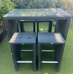 Mooie zwarte wicker bar set Bellagio, Tuin en Terras, Ophalen, 4 zitplaatsen, Gebruikt, Wicker