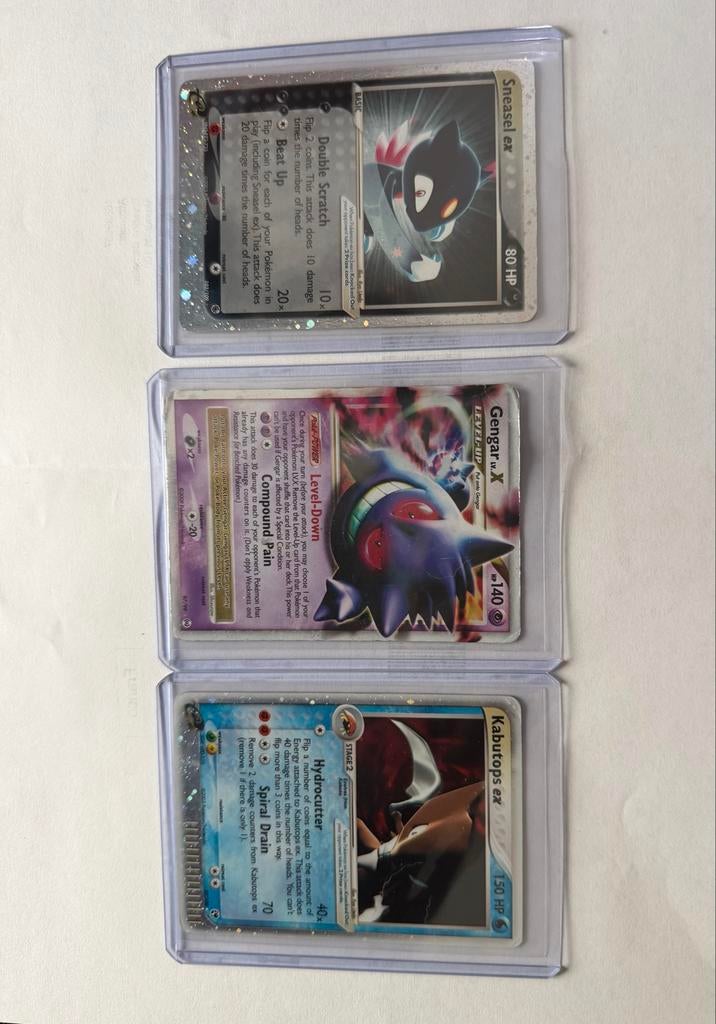 Gengar lv x , kabutops ex en sneasel ex, Ophalen of Verzenden, Gebruikt, Meerdere kaarten