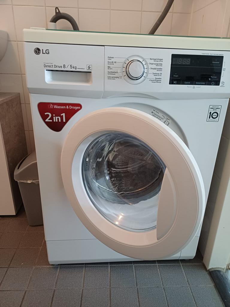 LG Direct Drive 8/5kg Wasmachine-Droger Combinatie, 8 tot 10 kg, Ophalen, Zo goed als nieuw, 85 tot 90 cm