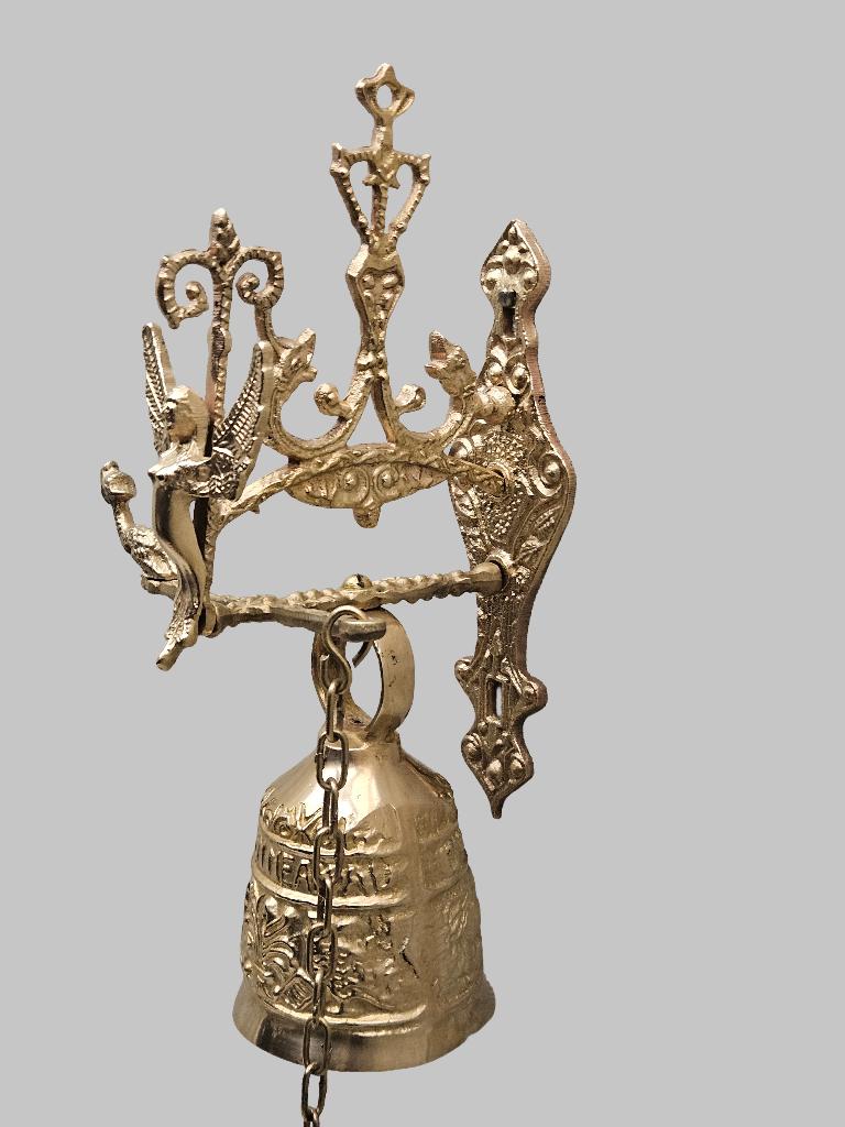 Antieke bronzen Kloosterbel met engel., Antiek en Kunst, Ophalen of Verzenden, Brons
