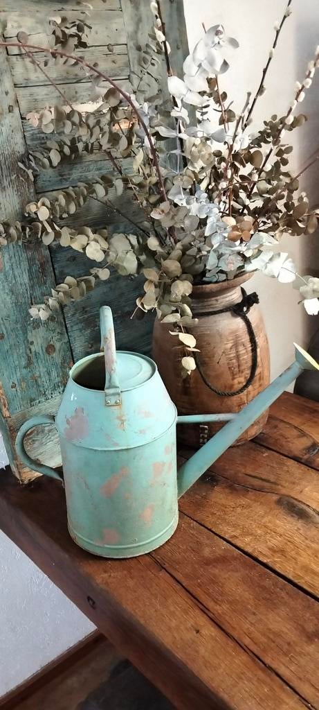 Mooie brocante groen blauwe gieter., Antiek en Kunst, Ophalen of Verzenden