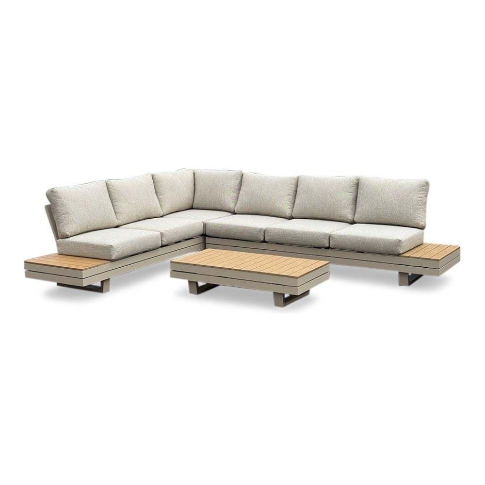 Vegas hoek loungeset beige | aluminium | 311x230cm, Ophalen, Aston Martinlaan 36, 3261LT Oud-Beijerland, 6 zitplaatsen, Bank