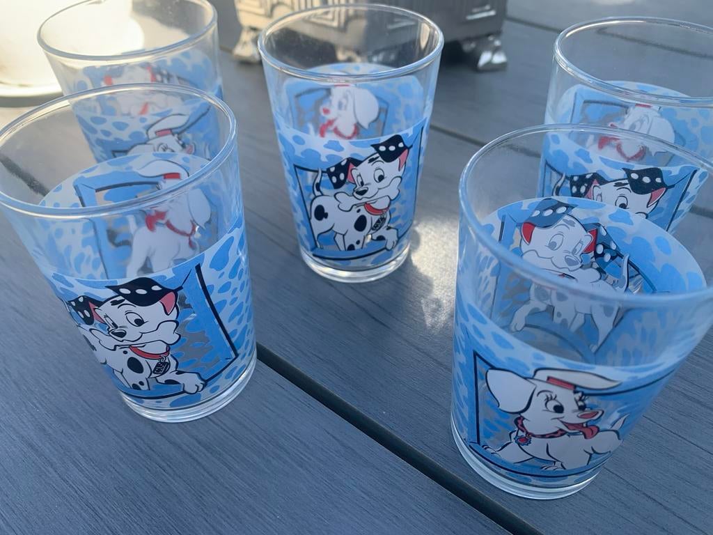 Set van 5 Dalmatiërs glazen - Disney 101 Dalmatiërs, Glas of Glazen, Ophalen of Verzenden, Overige stijlen, Glas