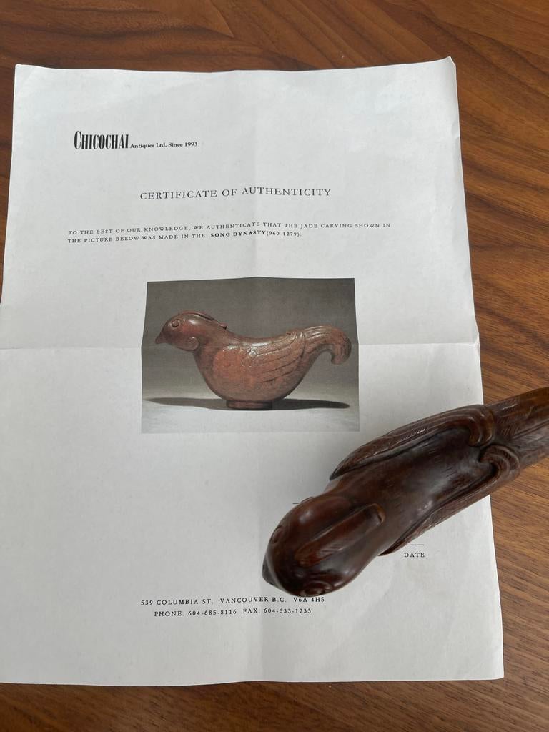 Jade vogel beeldje, Song Dynastie, Minder dan 20 cm, Ophalen of Verzenden, Handgemaakt, Steen of Keramiek