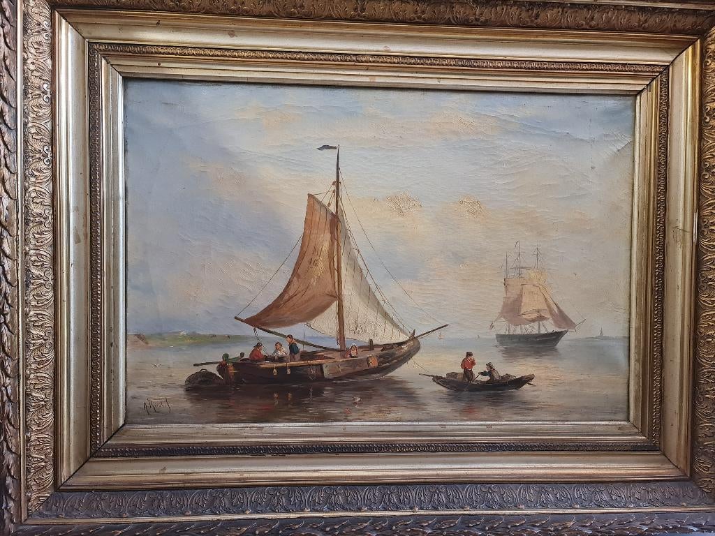 oud schilderij olieverf met signatuur J.Rust, Ophalen of Verzenden