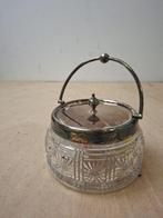 Vintage kristallen opbergpot met zilveren deksel, Ophalen of Verzenden