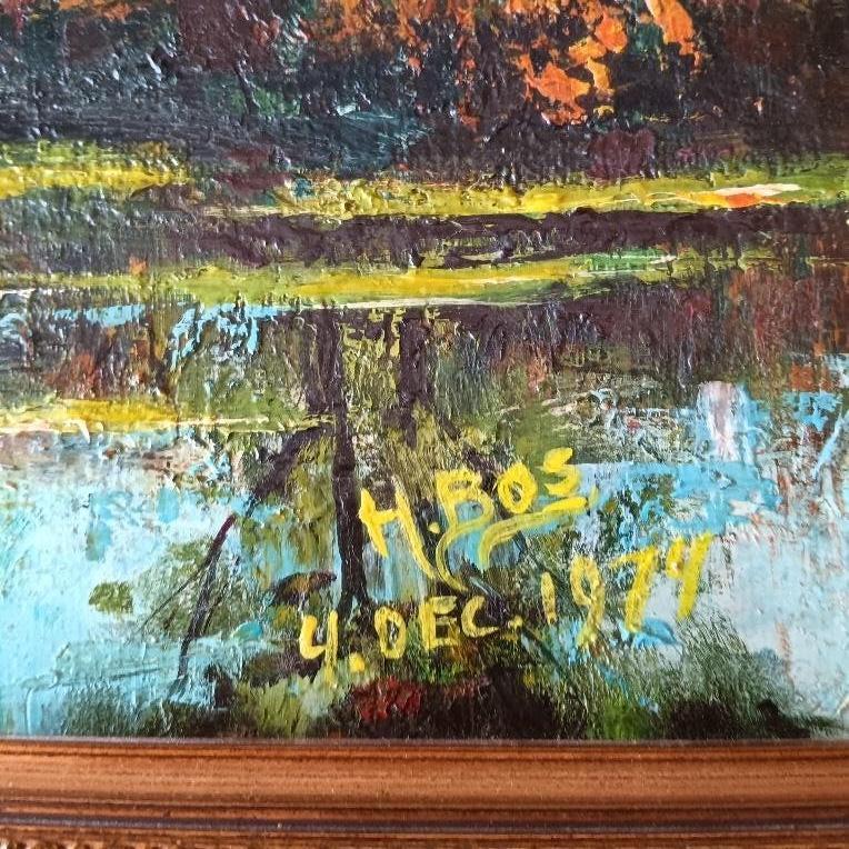 Uniek olieverf landschap schilderij op doek, Verzenden