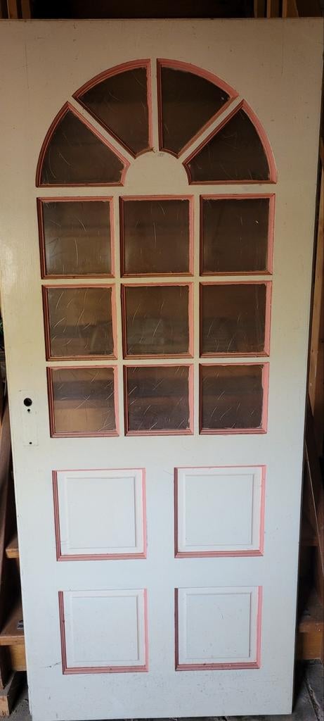Binnendeur met glaspanelen 201x85 cm, Ophalen, Gebruikt, 80 tot 100 cm, Binnendeur