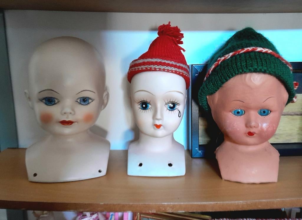 Oude poppen hoofdjes Vintage LOT, Verzamelen, Poppen, Verzenden, Gebruikt, Pop