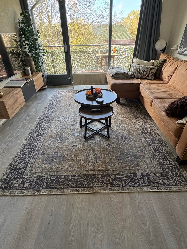 Groot vloerkleed met oosters patroon, Beige, 200 cm of meer, Ophalen of Verzenden, Zo goed als nieuw