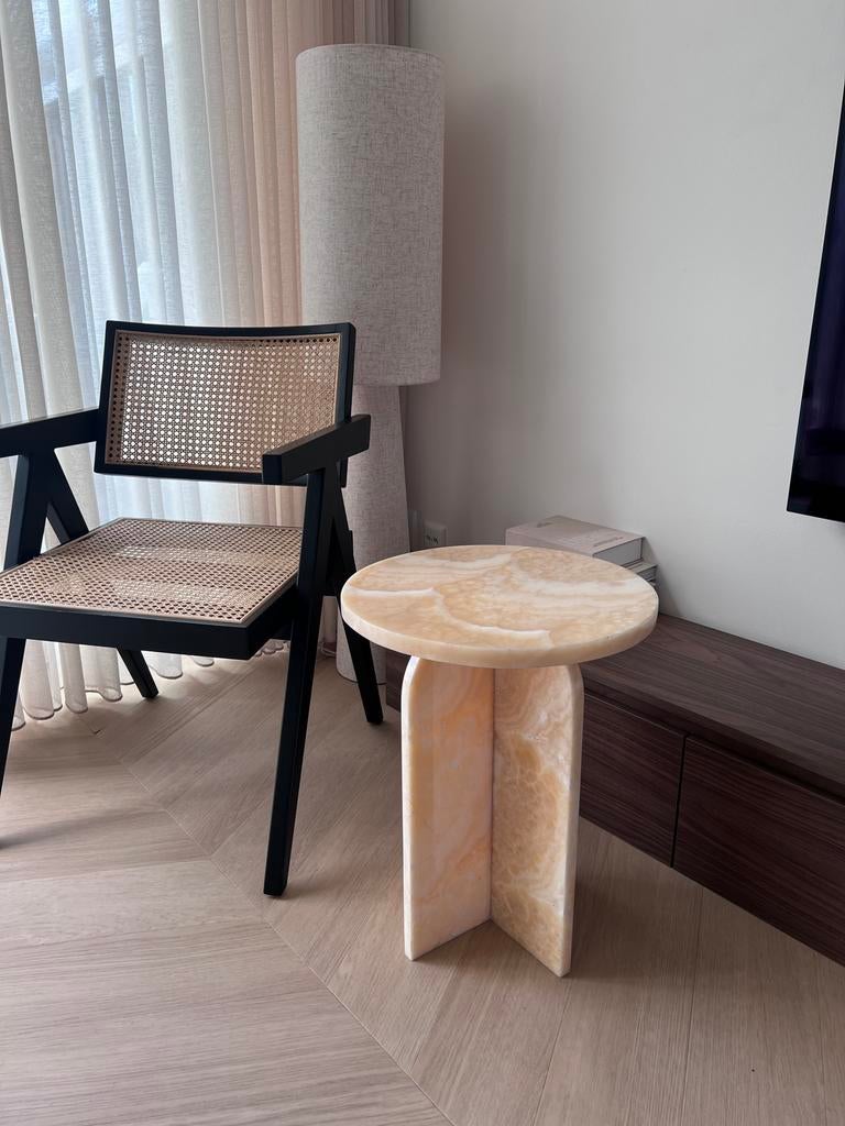 Honing onyx bijzettafel, Tuin en Terras, Tuinsets en Loungesets, Ophalen, Zo goed als nieuw, Bijzettafel, 2 zitplaatsen