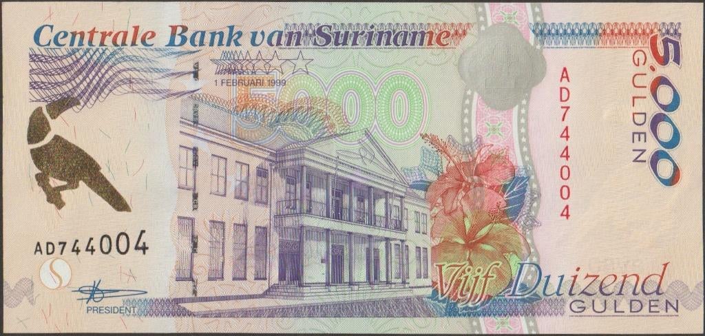 Suriname 5000 gulden 1999 UNC p.143b (# 289), Postzegels en Munten, Bankbiljetten | Amerika, Verzenden, Zuid-Amerika, Los biljet