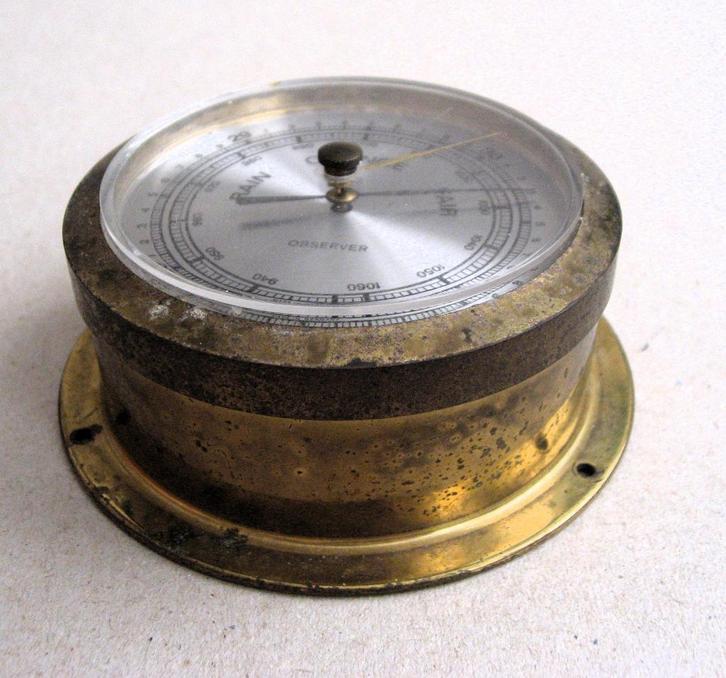 Vintage Observer barometer, messing, Antiek en Kunst, Antiek | Gereedschap en Instrumenten, Ophalen of Verzenden