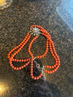 Vintage Koraal Ketting met Zilveren Sluiting, Sieraden, Tassen en Uiterlijk, Kettingen, Ophalen, Overige materialen, Gebruikt