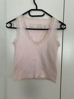 Primark kanten babyroze topje met v-hals van ribstof, Kleding | Dames, Tops, Verzenden, Zo goed als nieuw, Roze, Zonder mouw