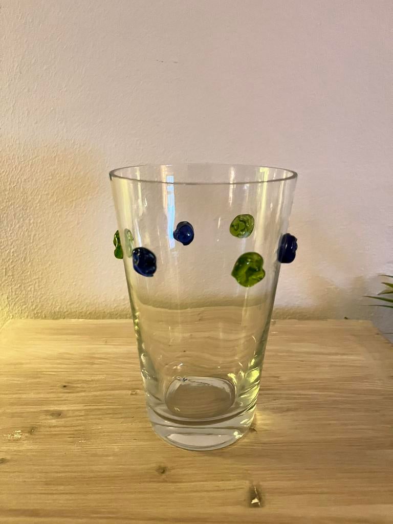 Decoratief glas met noppen – kleurrijk vaasje, Ophalen of Verzenden