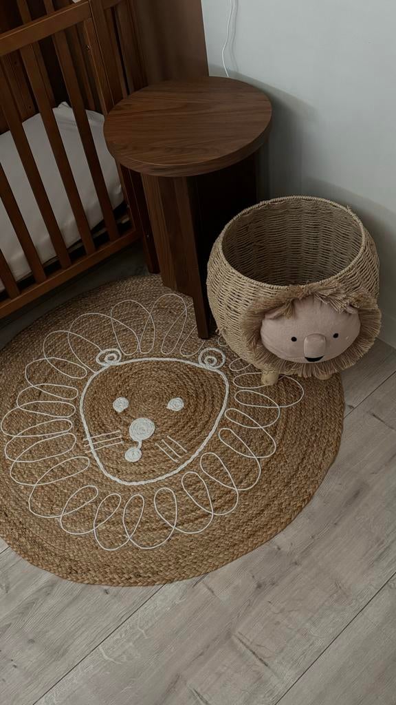 Vloerkleed en mandje leeuw - Kinderkamer set, Ophalen, Beige, Rond, 50 tot 100 cm