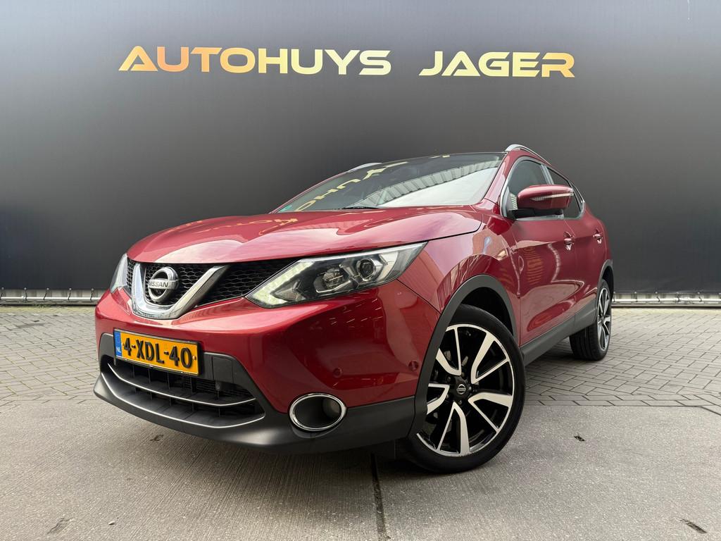 Nissan Qashqai 1.2 Tekna Pano Leer 360 St.Verwarming, Auto's, Nissan, Voorwielaandrijving, Euro 5, Gebruikt, Zwart