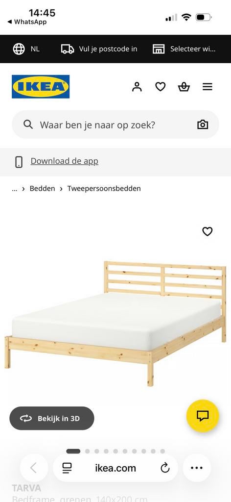 Tweepersoonsbed 140 x 200, Ophalen, Gebruikt, Tweepersoons, 140 cm