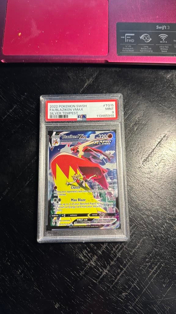 Blaziken vmax PSA 9 silver tempest tg15/tg30 pokemon, Ophalen of Verzenden, Zo goed als nieuw