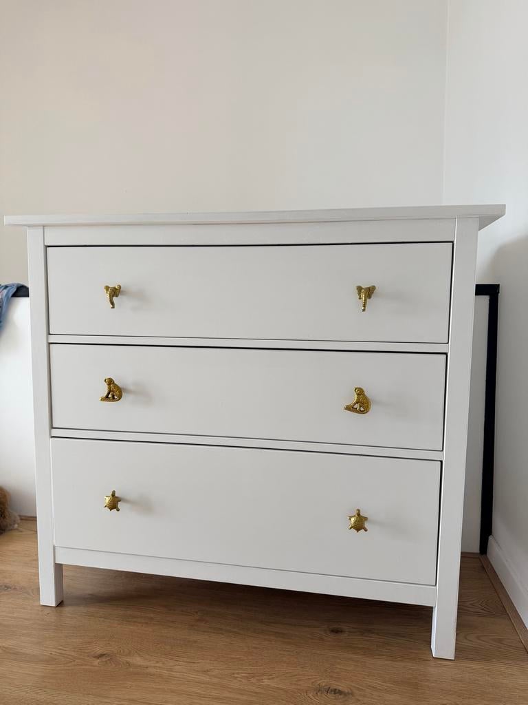 Ikea Hemnes ladekast met 3 lades en leuke knoppen, Ophalen, Gebruikt, 3 of 4 laden, Minder dan 100 cm