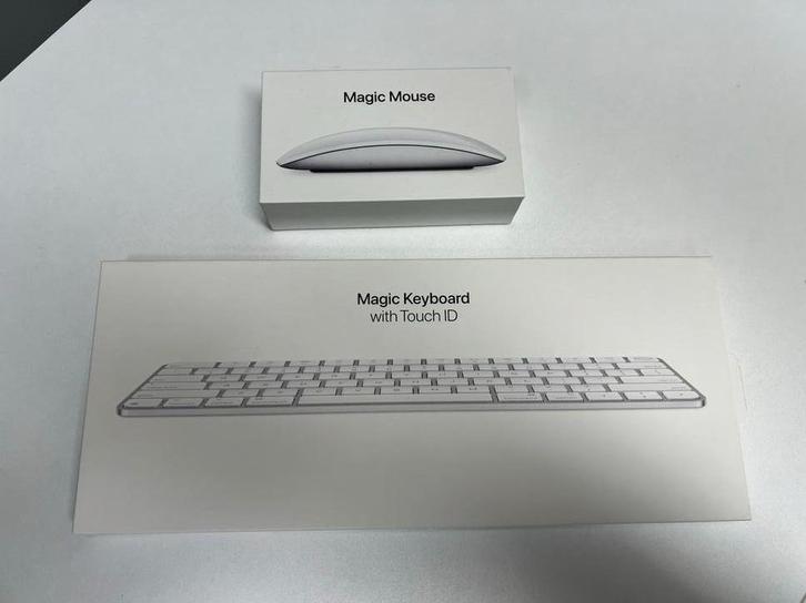 Apple Magic Keyboard met Touch ID en Magic Mouse 2, Computers en Software, Toetsenborden, Zo goed als nieuw, Qwerty, Draadloos