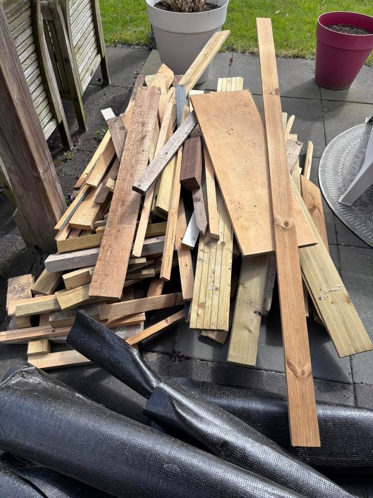 Restant hout en dakleer, Ophalen, Gebruikt, Minder dan 180 cm, Planken