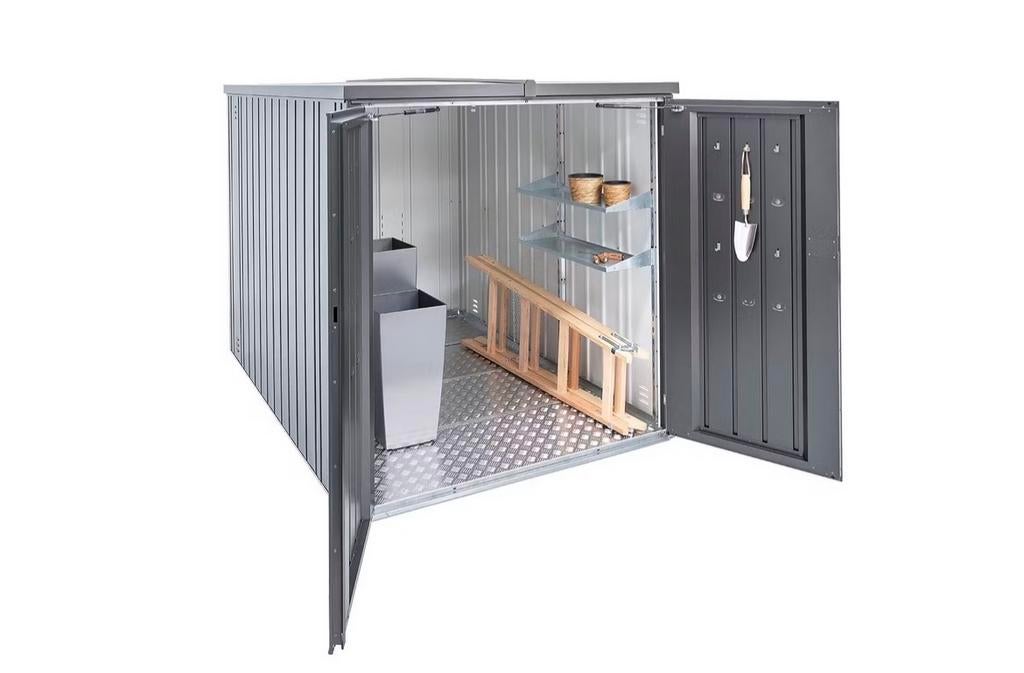 Gezocht. Compact metalen schuurtje voor tijdelijke opslag, Ophalen, Gebruikt, Metaal, Overige typen