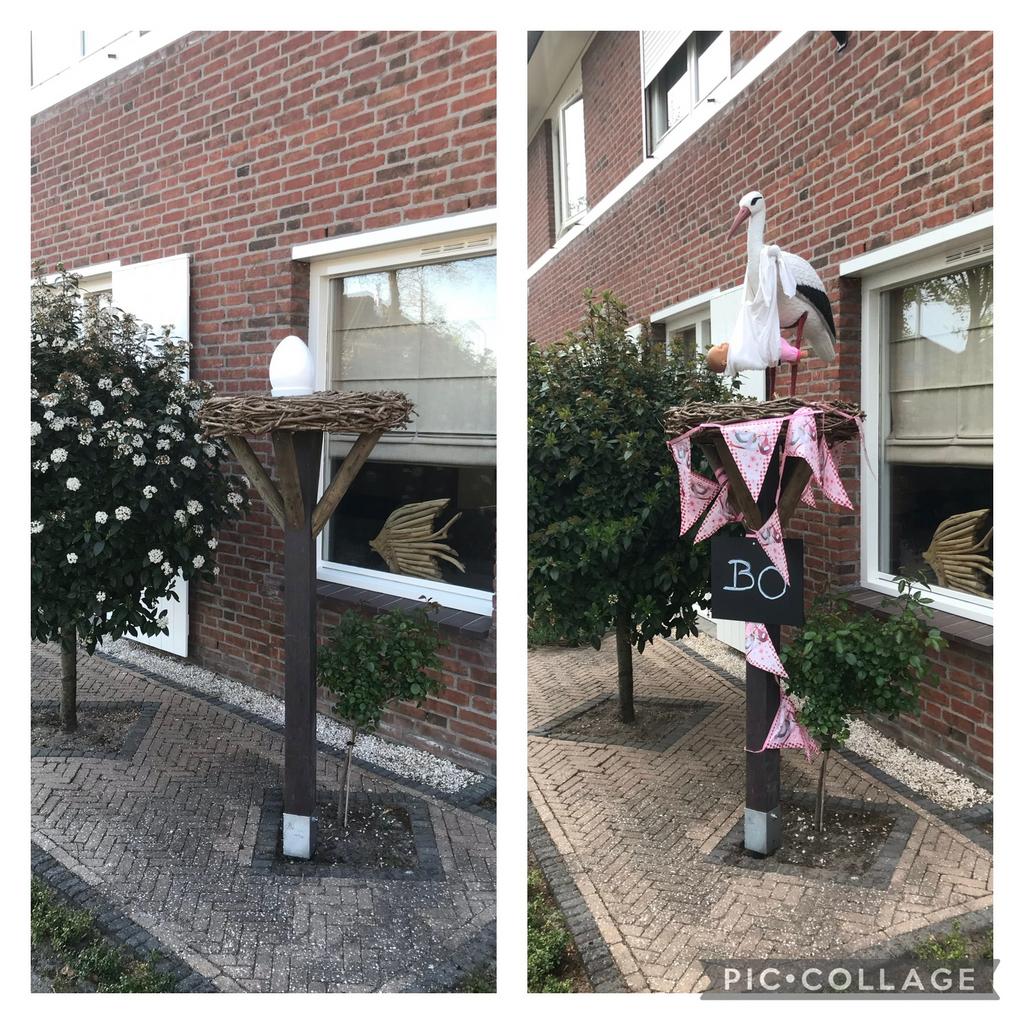 Geboortebord - groot ooievaarsnest - incl. Eieren etc., Ophalen, Zo goed als nieuw