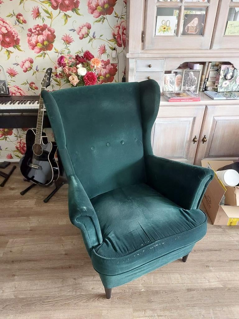Groene IKEA stoel gebruikt, Huis en Inrichting, Fauteuils, Ophalen, Gebruikt, Klassiek, Comfortabel, 75 tot 100 cm