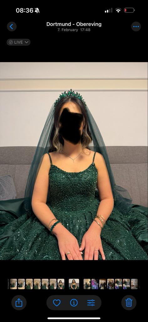 Prachtige jurk inclusief diadeem, Kleding | Dames, Trouwkleding en Trouwaccessoires, Ophalen, Zo goed als nieuw, Groen, Trouwjurk