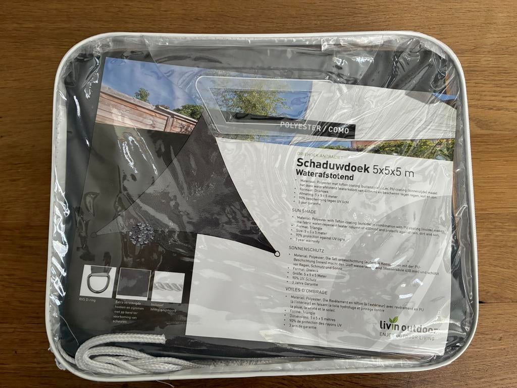Nieuw schaduwdoek driehoek, Tuin en Terras, Schaduwdoeken, Ophalen, Nieuw
