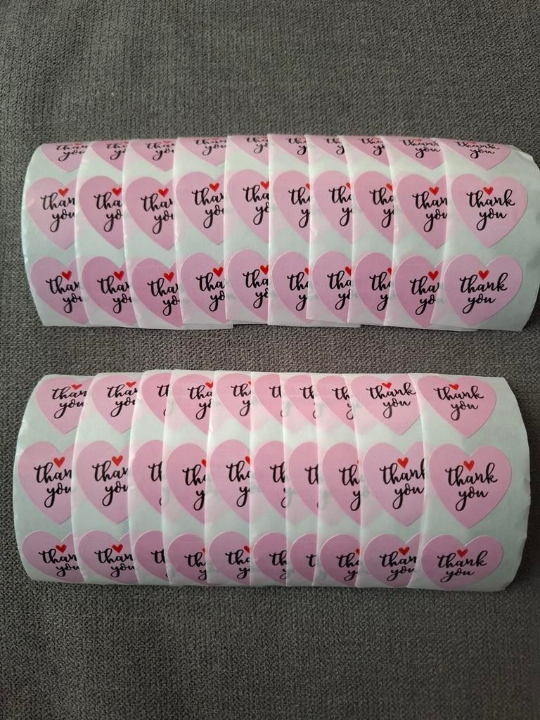 60 stuks thankyou stickers roze hartjes sluitstickers, Hobby en Vrije tijd, Stickers en Plaatjes, Ophalen of Verzenden, Nieuw