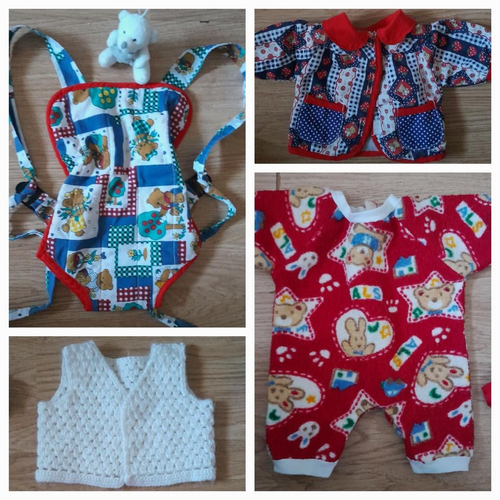 Retro poppenkleding & draagzak jaren 80, Ophalen of Verzenden, Zo goed als nieuw, Babypop