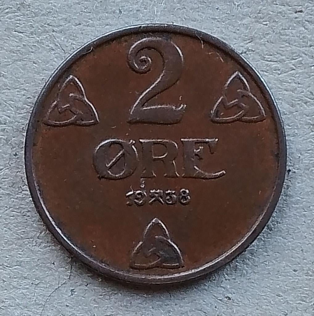 Noorwegen, 2 øre 1938, Ophalen of Verzenden, Overige landen, Losse munt