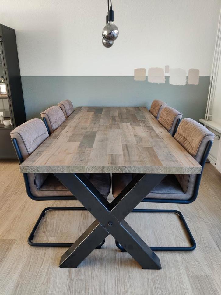 Eettafel en stoelen Zitmaxx wonen, Huis en Inrichting, Complete eetkamers, Zo goed als nieuw, 6 tot 8 stoelen, Ophalen