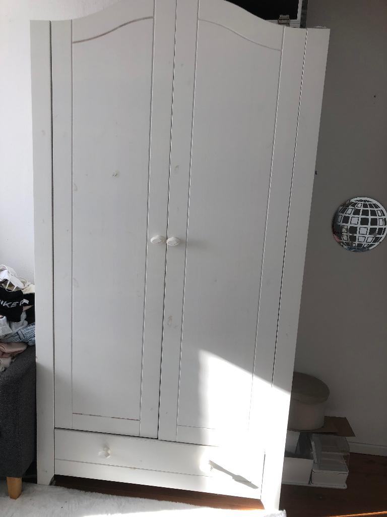 Woood kast Joy - wit, Huis en Inrichting, Kasten | Kledingkasten, Gebruikt, 100 tot 150 cm, 200 cm of meer, Grenenhout