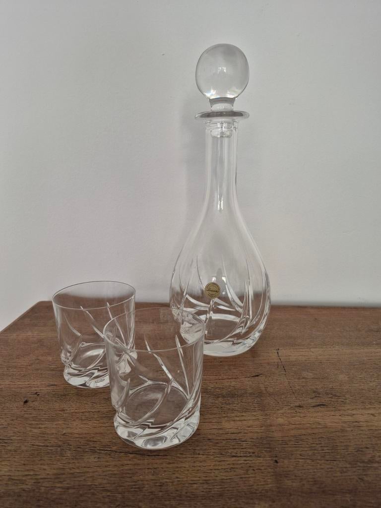 Kristallen karaf met whiskeyglazen, Ophalen of Verzenden