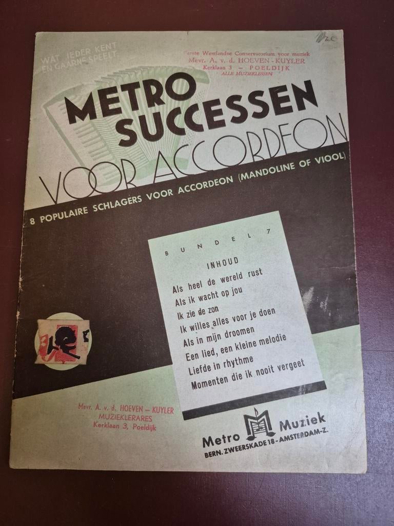 Metro successen voor accordeon, 8 Schlagers, Muziek en Instrumenten, Bladmuziek, Ophalen of Verzenden, Zo goed als nieuw, Accordeon