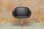 ZGAN! zwarte leren Walter Knoll Turtle design draaifauteuil