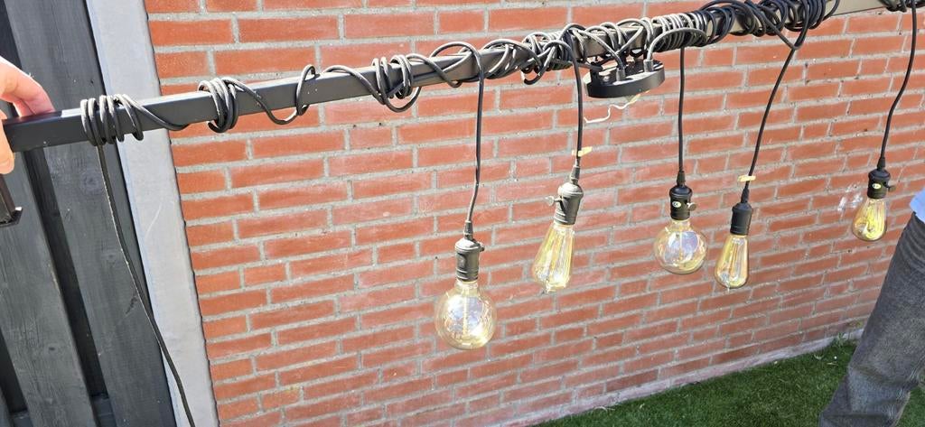 Industriële hanglamp 171cm breed incl. lampen, Ophalen, Gebruikt, Metaal, Minder dan 50 cm