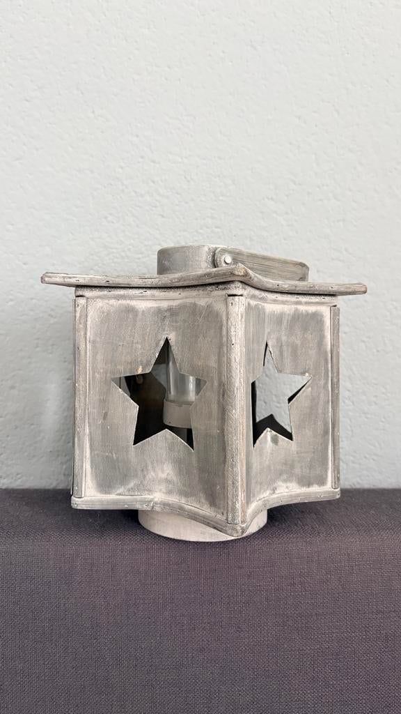 Houten Ster Windlicht - Grijs, Huis en Inrichting, Gebruikt, Ophalen of Verzenden, Grijs, Hout