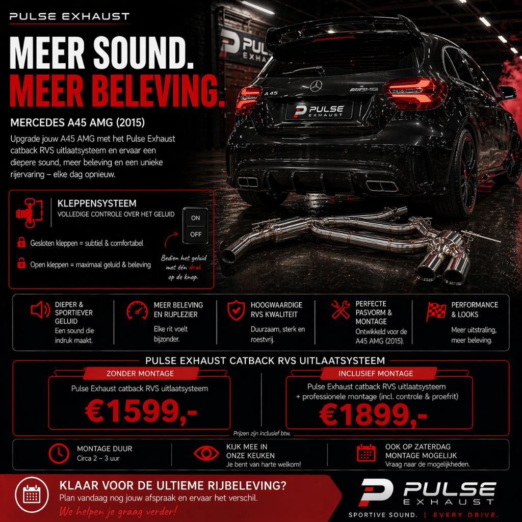 Mercedes A45 AMG Uitlaatsysteem vanaf 2013, Auto-onderdelen, Uitlaatsystemen, Mercedes-Benz, Universele onderdelen, Nieuw, Ophalen of Verzenden