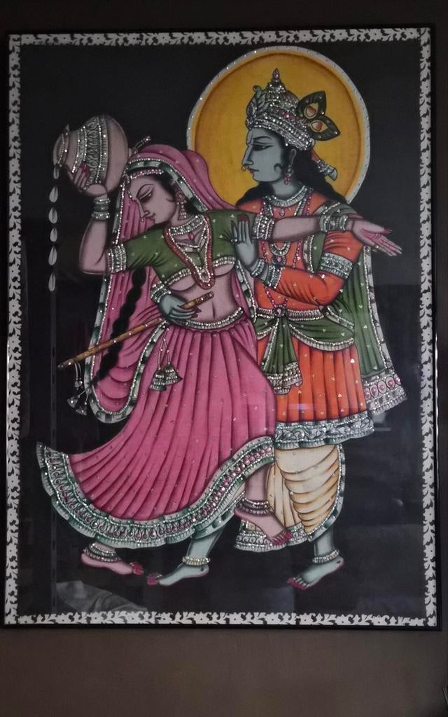 Handgeschilderd Indiaas schilderij, Antiek en Kunst, Kunst | Niet-Westerse kunst, Ophalen