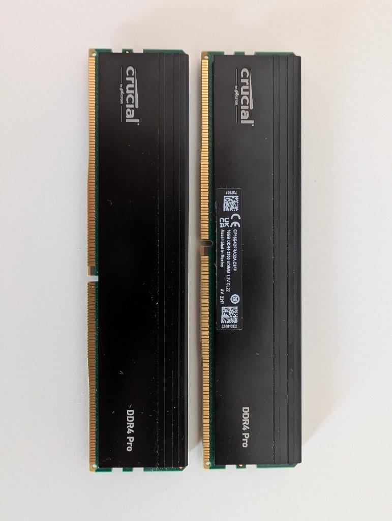 32GB Crucial Pro DDR4-3200 Kit (2x16GB) | Stabiel + Factuur, Gebruikt, 32 GB, DDR4, Ophalen of Verzenden