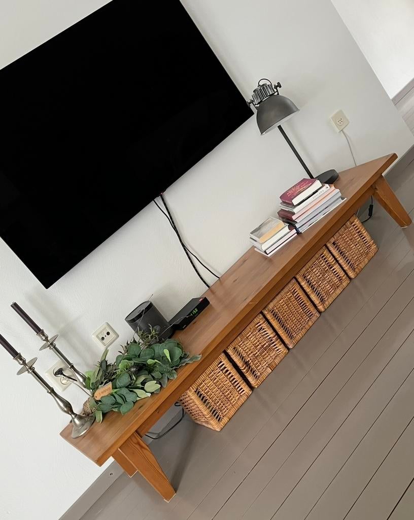 Houten sitetable, Huis en Inrichting, Tafels | Sidetables, Ophalen of Verzenden, Zo goed als nieuw, 25 tot 50 cm, Rechthoekig
