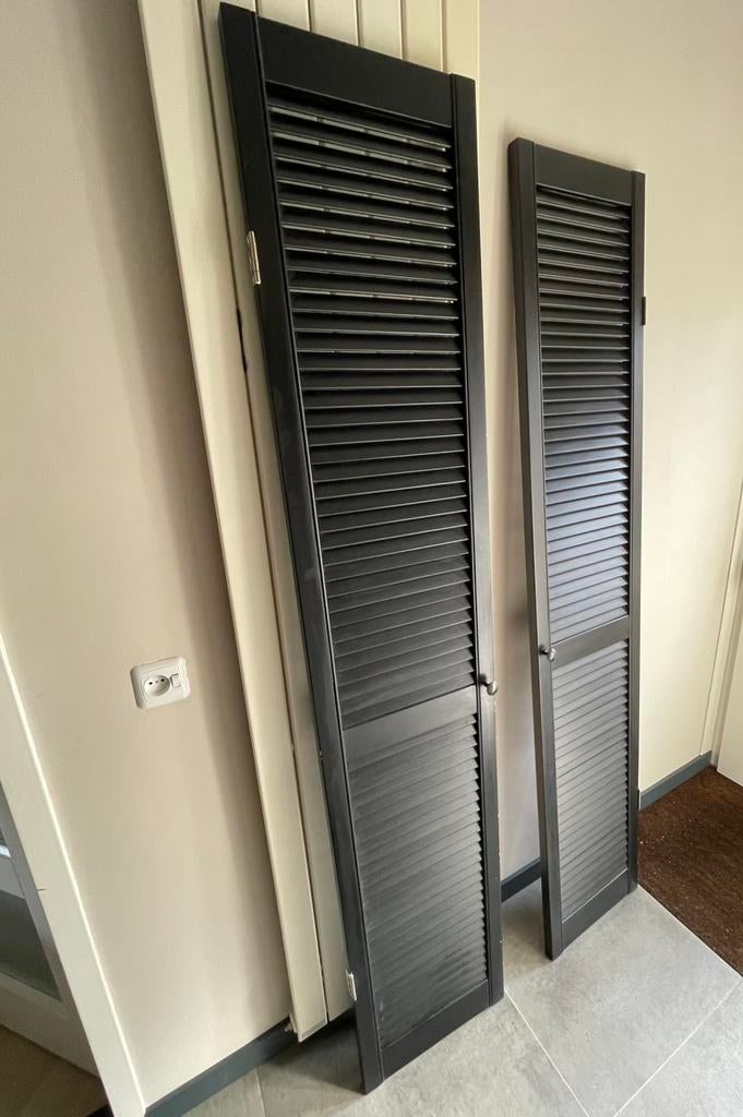 Twee louvredeuren 195,5x38x3 cm, Ophalen, Gebruikt, Minder dan 80 cm, Binnendeur