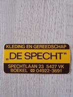 sticker kleding en gereedschap DE SPECHT te Boekel, Verzamelen, Ophalen of Verzenden, Zo goed als nieuw, Bedrijf of Vereniging