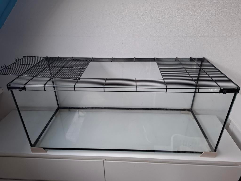 Hamsterverblijf glazen bak 100x40x40, Dieren en Toebehoren, Kooi, Zo goed als nieuw, Hamster, 75 tot 110 cm