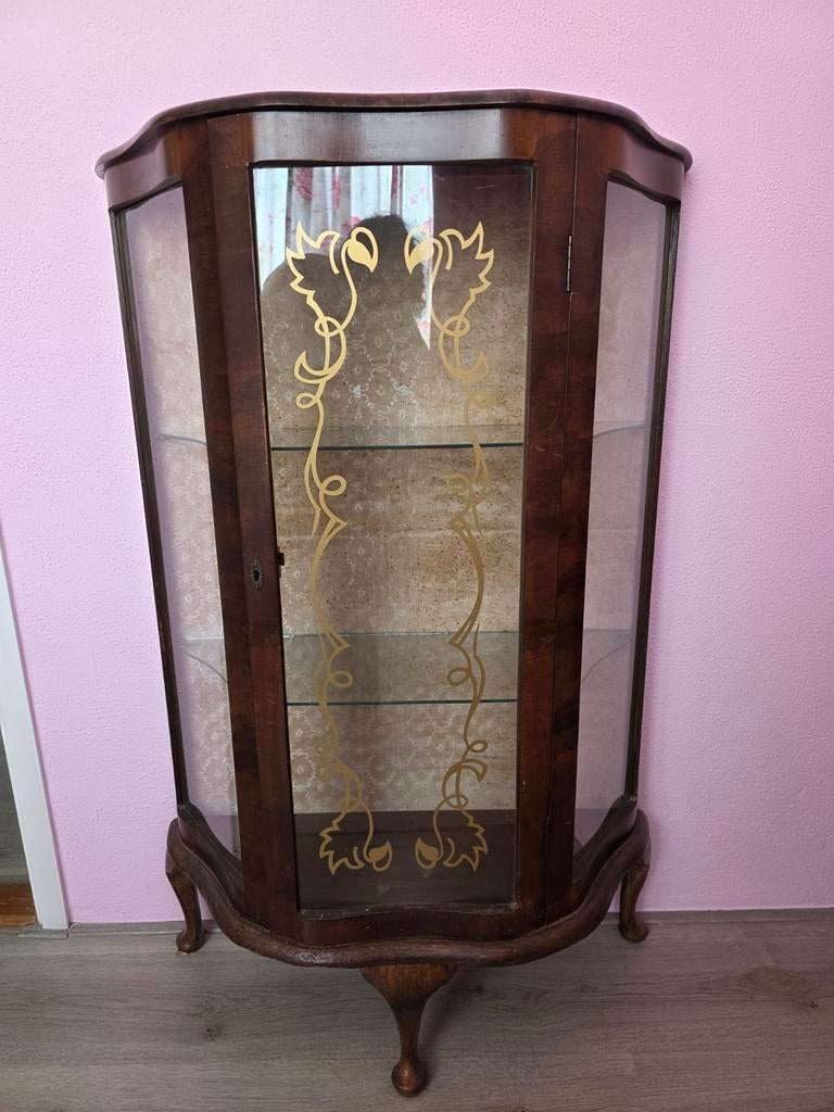 Vintage vitrinekast/klassieke vitrinekast, Huis en Inrichting, Kasten | Vitrinekasten, Ophalen, Gebruikt, 50 tot 100 cm, 150 tot 200 cm